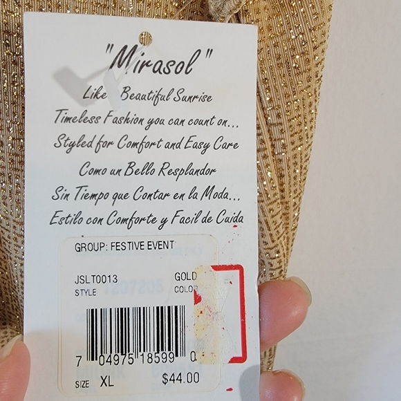 NWT Mirasol Gold Metallic Cowlneck Sleeveless Festive Top XL Glam Evening Party - Picture 10 of 12